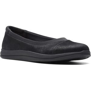 Clarks Black Breeze Ayla Round Toe Slip On Flats Cushion Shoes, Size 8